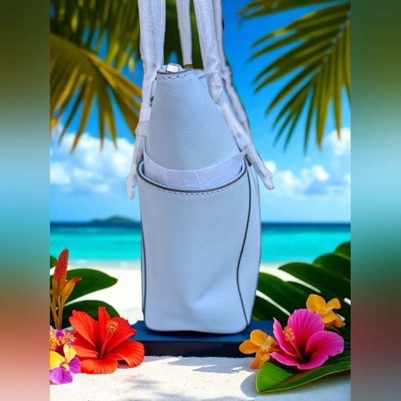 Michael Kors Charlotte Large Top Zip Shoulder Tote Bag Vista Blue (NWT) - Picture 5 of 12